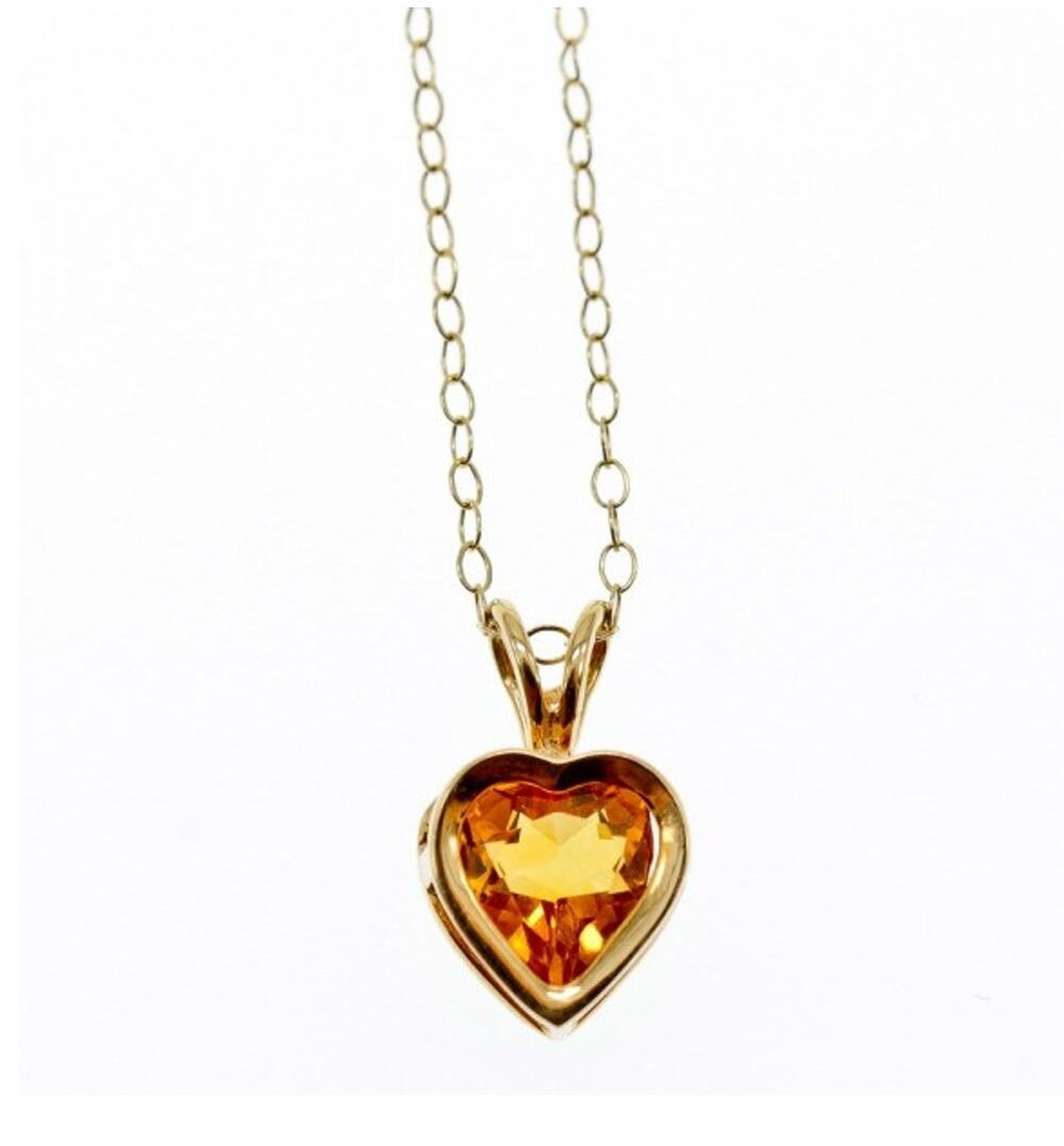 14K Yellow Gold Heliodor Heart Chain With Pendant